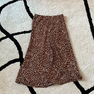 Brown dot flowy skirt